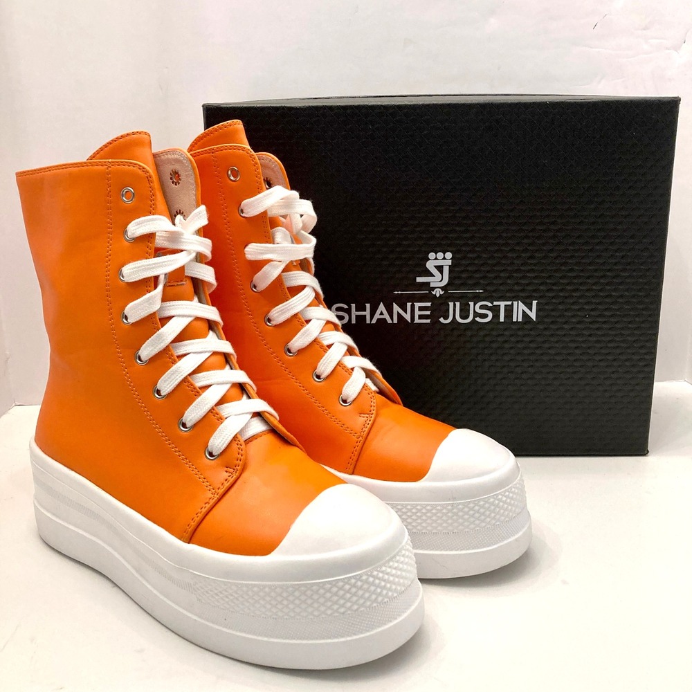 Shane Justin Up Top Platform Hightop Orange Sneaker Women's 5.5 EU 36 Box Bags